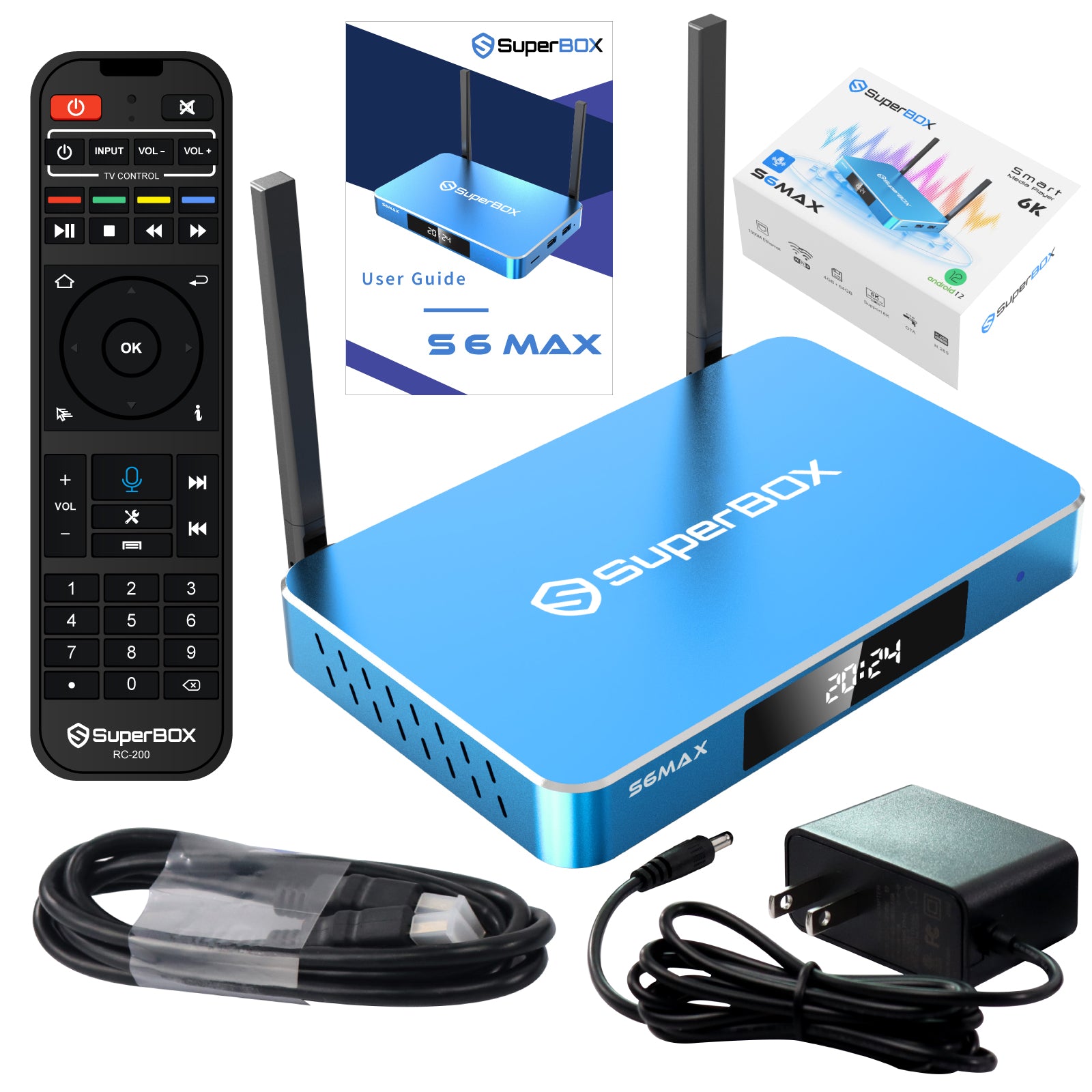 SuperBox S6 MAX Fully Loaded,2025 Newest Pack,4G+64G Powerful Smart Box,Time Shift, Parental Control Time,Super Powerful TV Box with Voice Remote Control,Ideal for Home