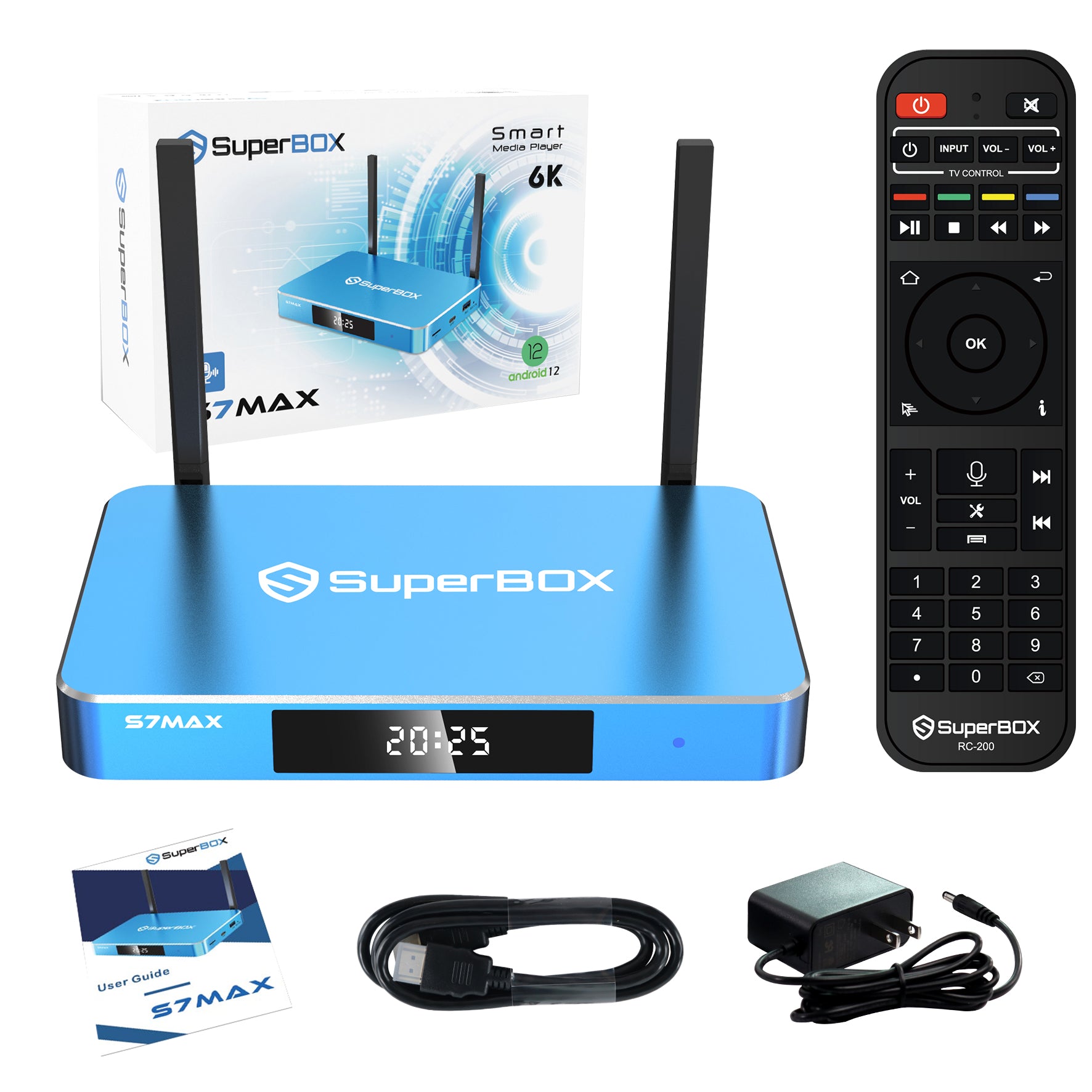 SuperBox S7 MAX Fully Loaded,2025 Newest Pack,4G+64G Powerful Smart Box,Time Shift, Parental Control Time,Super Powerful TV Box with Voice Remote Control,Ideal for Family