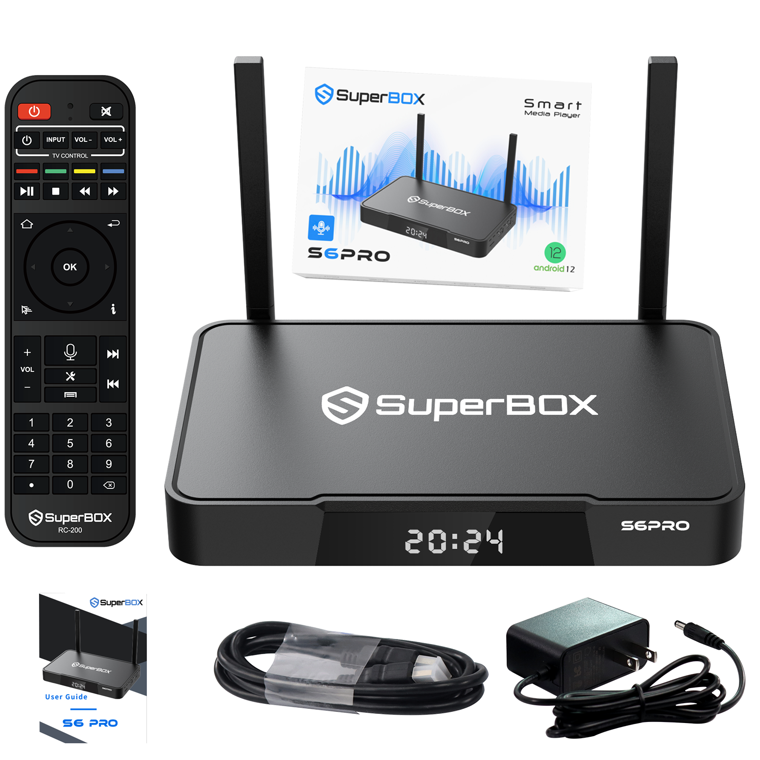 SuperBox S6 PRO Fully Loaded,2025 Newest Pack,4G+64G Powerful Smart Box,Time Shift, Parental Control Time,Super Powerful TV Box with Voice Remote Control,Ideal for Home