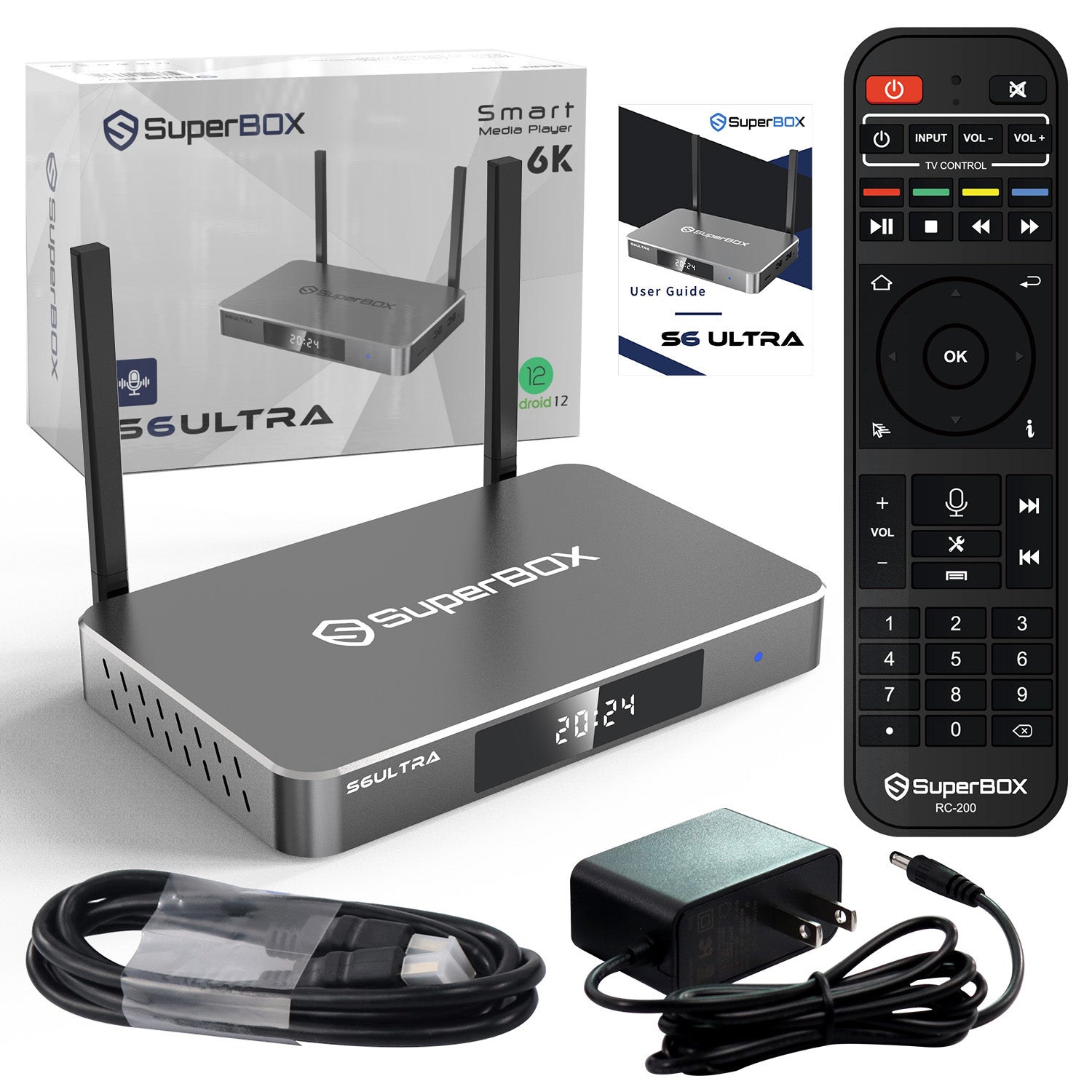 Latest SuperBox S6 Ultra Fully Loaded,2025 Newest Pack,4G+128G Powerful Smart Box,Time Shift, Parental Control Time,Super Powerful TV Box with Voice Remote Control,Ideal for Home