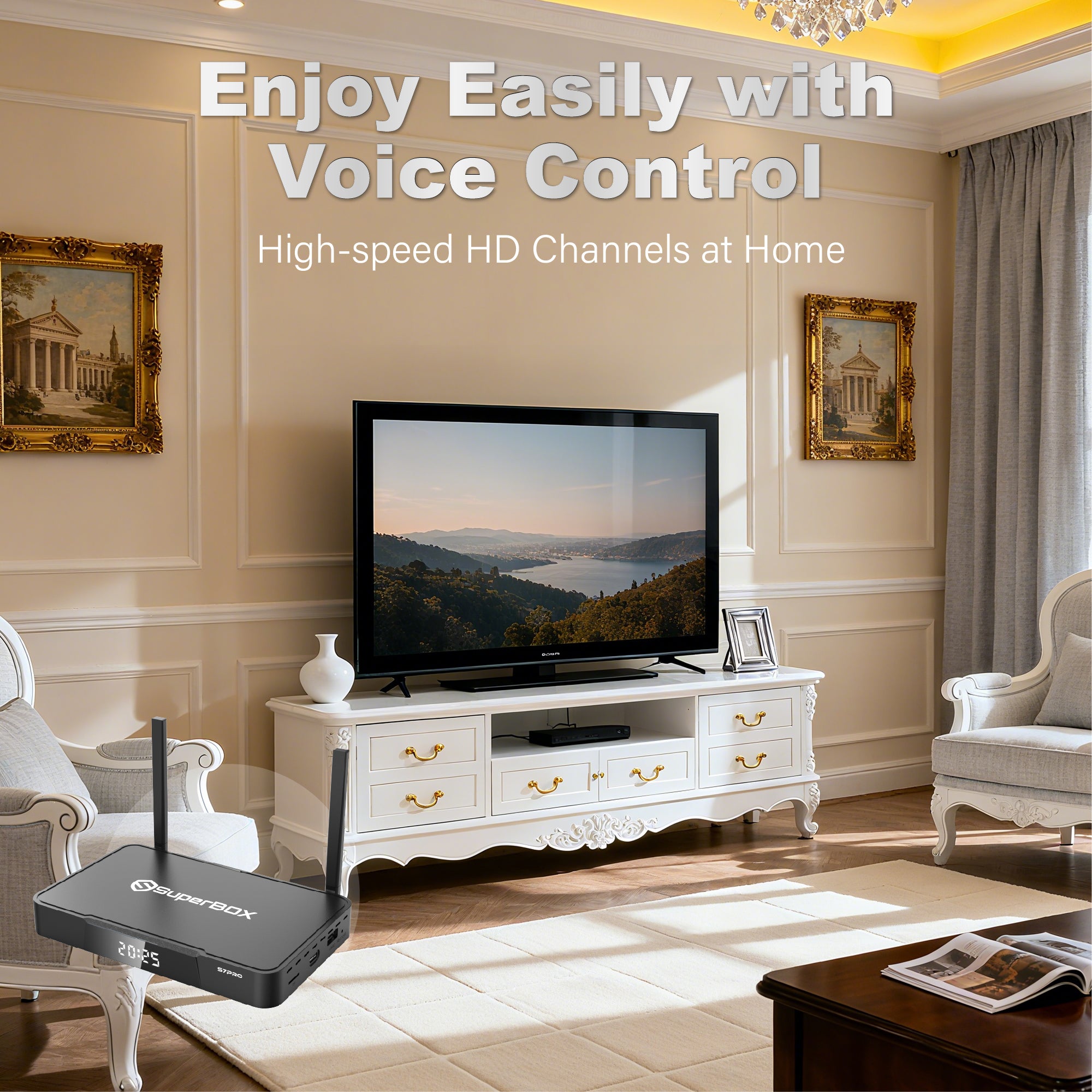 Latest SuperBox S7Pro Fully Loaded,4G+32G Powerful Smart Box,7-Days Time Shift, Parental Control Time,with Voice Remote Control,Perfect for Family