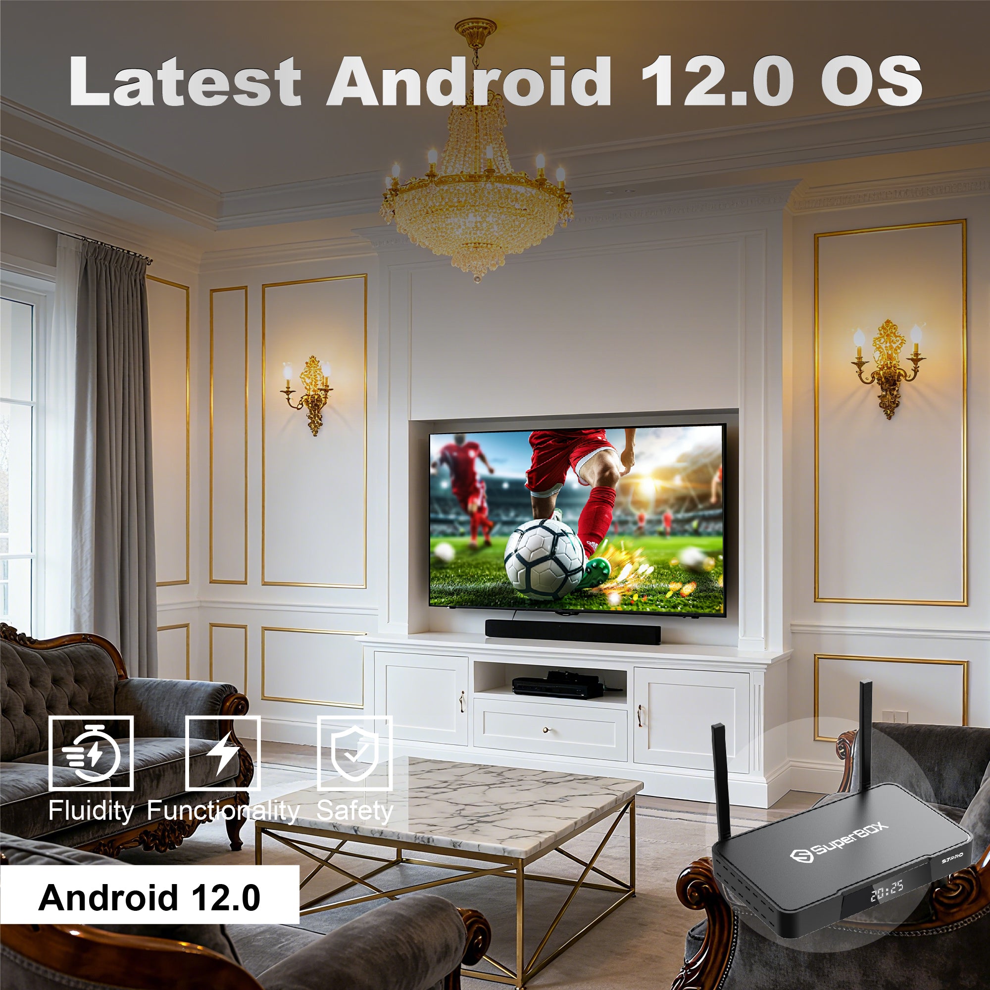 Latest SuperBox S7Pro Fully Loaded,4G+32G Powerful Smart Box,7-Days Time Shift, Parental Control Time,with Voice Remote Control,Perfect for Family