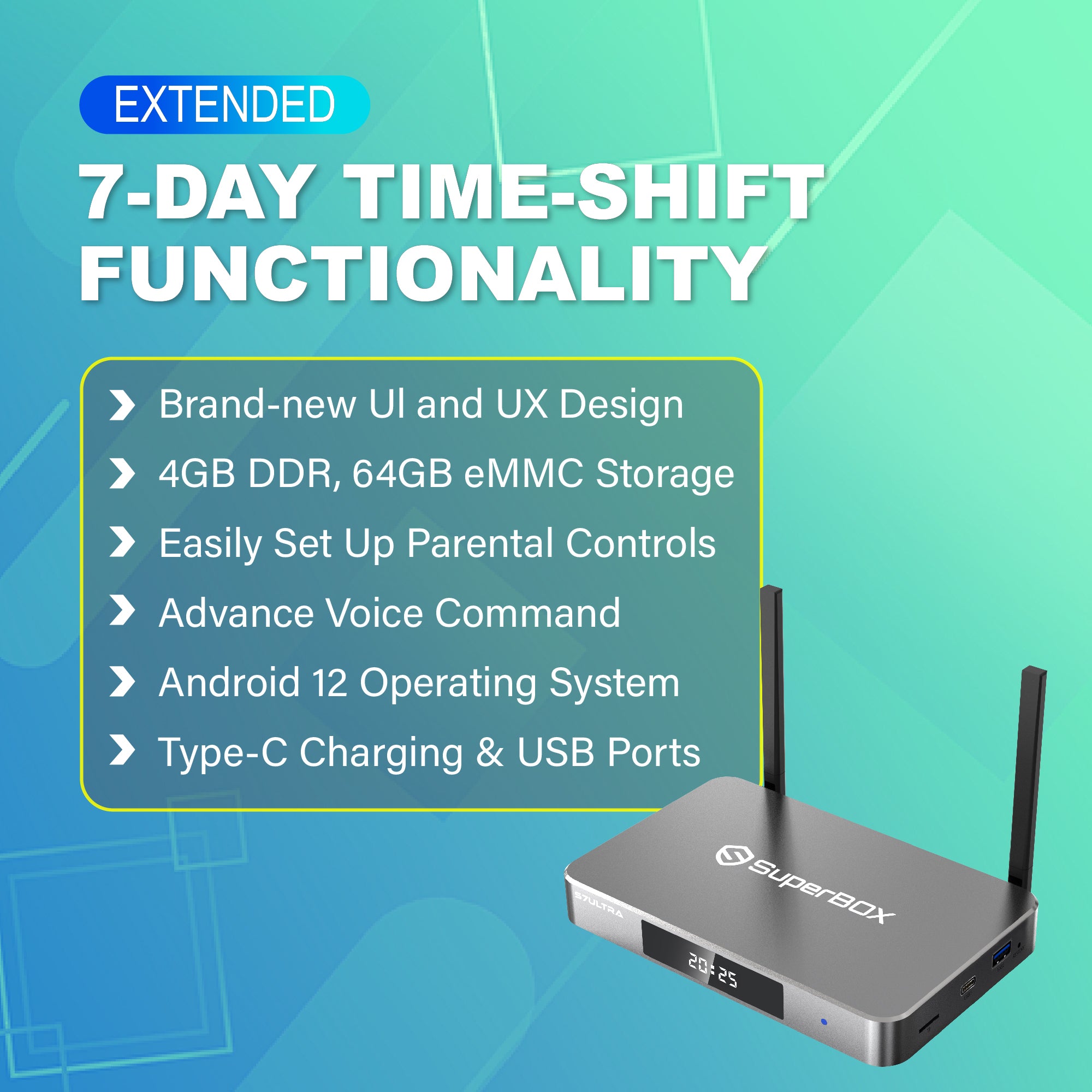 Latest SuperBox S7 Ultra 2026Fully Loaded,2025 Newest Pack,4G+128G Powerful Smart Box,Time Shift, Parental Control Time,Super Powerful Box with Voice Remote Control,Ideal for Home